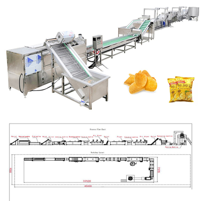 SUS304 200 kg/h Kartoffelchips-Produktionslinie Dieselheizung